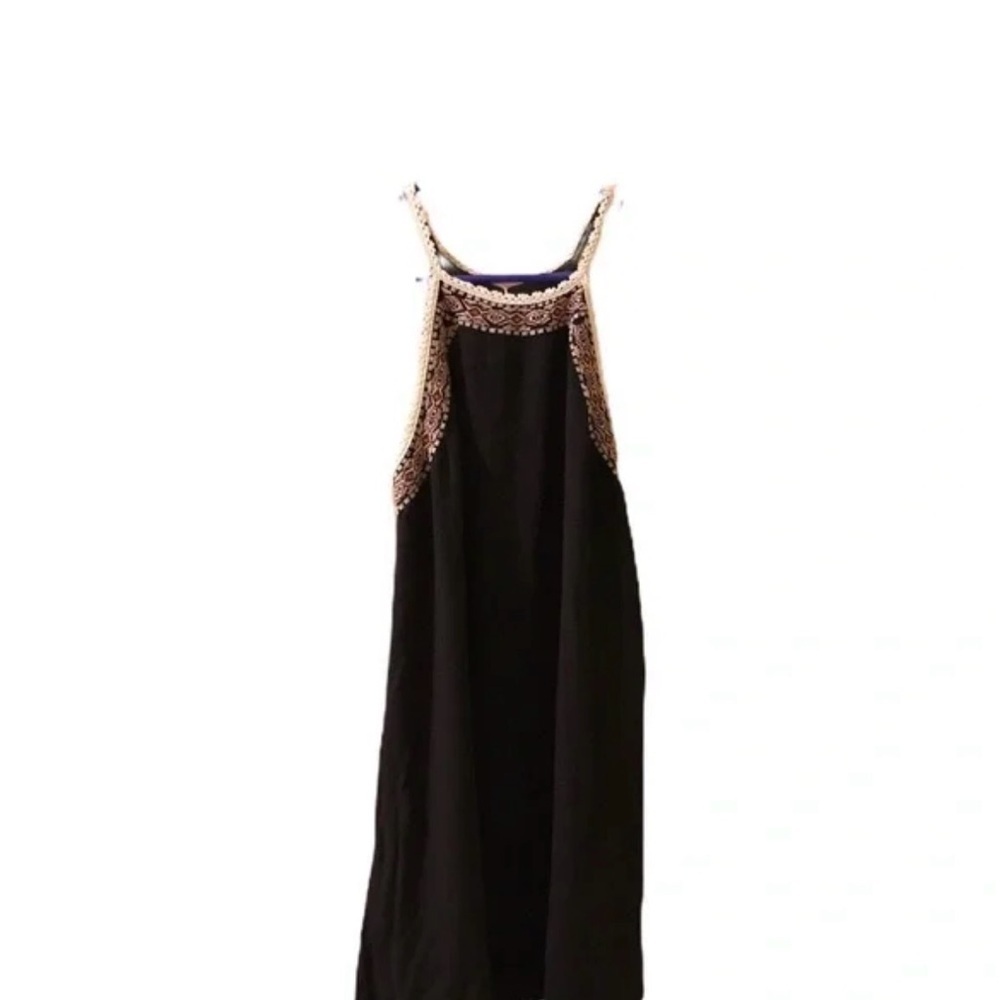 House of Harlow 1960 Embroidered Halter Mini Dress Black XS Boho Crochet
